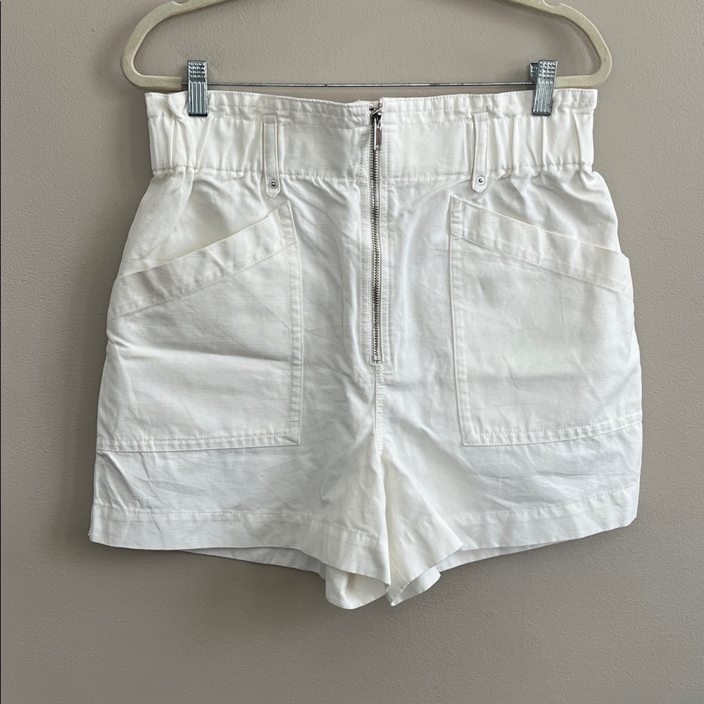 Banana Republic white linen blend high rise paperbag shorts 10 new
